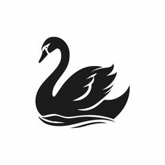 Elegant black swan silhouette floating on water. Graceful bird vector illustration for a logo or icon design.
