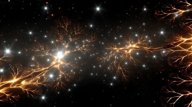 growing fractal tree, its branches splitting recursively in a natural yet mathematical manner,4k