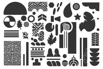 Bauhaus style abstract collection shape elements silhouette black.