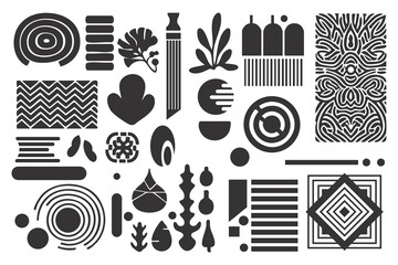 Bauhaus style abstract collection shape elements silhouette black. Vector illustration.