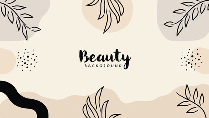 Fototapeta premium Hand drawn floral leaves abstract doodle beauty background.