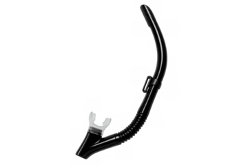 Black diving snorkel isolated on transparent background, ready for compositing into underwater or swimming scenes