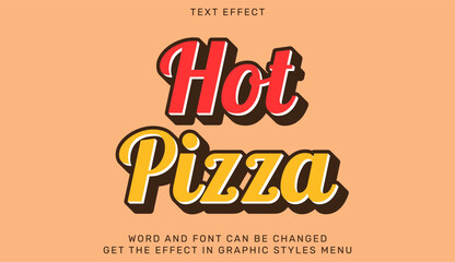 Retro typography design featuring hot pizza text effect on peach background