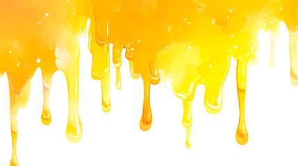 白背景にオレンジ色の液体が滴る水彩イラスト