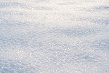 Fresh powdered snow surface with crystalline texture under bright winter morning sunlight