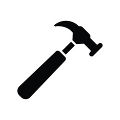 Black and White Hammer Icon for Construction and Repair Projects