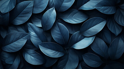 Dark Blue Leaves Background