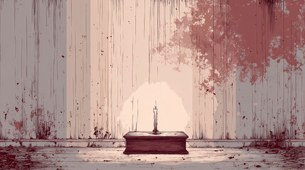 Frame resting on ground near wax-dripped candle