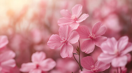 Delicate Pink Flowers in Soft Focus, Springtime Blossom