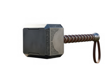 The mighty hammer mjolnir, thors legendary weapon, isolated on a transparent background