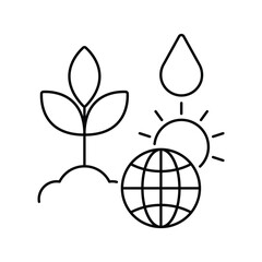 Growth Concept with Plant, Water, Sun, and Earth for Environmental Themes