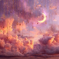 Dreamy Clouds and Moon