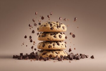 Cookies Stacked with Chocolate Chips