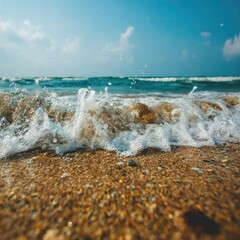 Ocean Waves Crashing on Sandy Beach