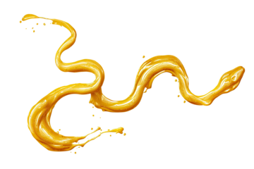 Golden liquid flowing in a serpentine pattern