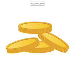 Gold coin stacks mockup vector illustration. Cash heap, wealth isolated on transparant background. Banking service, money loan.
