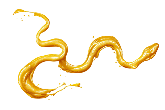 Golden liquid flowing in a serpentine pattern