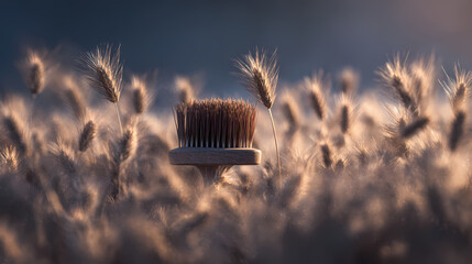 Hairbrush turning into a field of wheat