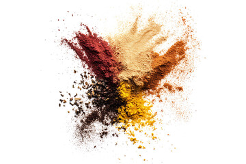 Vibrant explosion of colorful spices and herbs, perfect for culinary inspiration and healthy living themes