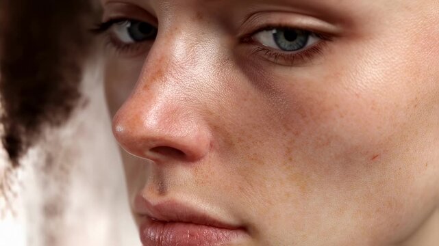 Side profile of a young person with visible facial paralysis emphasizing drooping mouth and eye closure difficulties linked to Bells palsy.