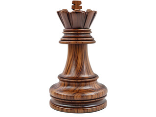 Fototapeta premium Antique wooden chess king piece isolated on transparent background