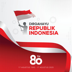 80th Happy Indonesia Independence Day Celebration Banner Background. Dirgahayu kemerdekaan Republik Indonesia means Indonesian independence day.