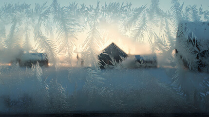 Ice patterns spreading across inner glass