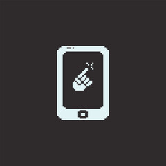 this is phone icon in pixel art with simple color and black background ,this item good for presentations,stickers, icons, t shirt design,game asset,logo and your project.