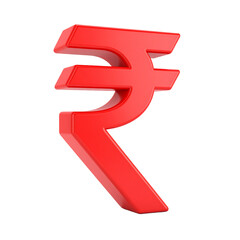 Indian Rupee Symbol Isolated On White Background: A vibrant, three-dimensional Indian Rupee symbol stands boldly, signifying the essence of financial transactions 