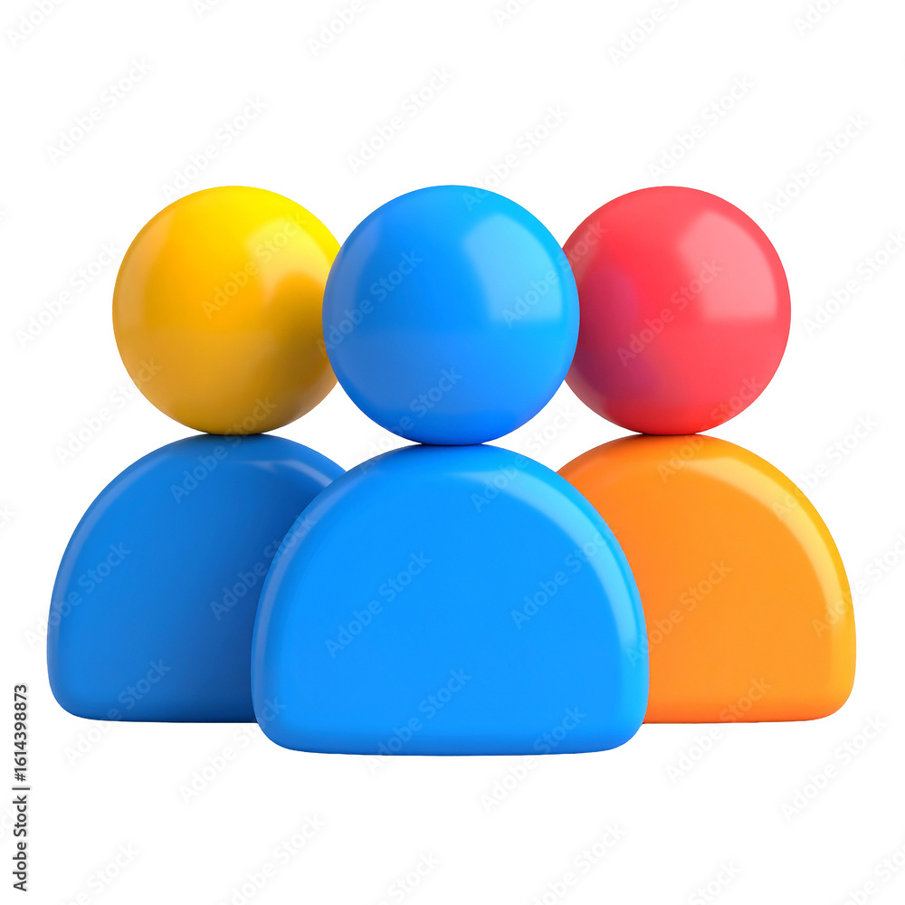 Poster colorful figures illustration isolated on white background: an array of vibrant, three-dimensional f