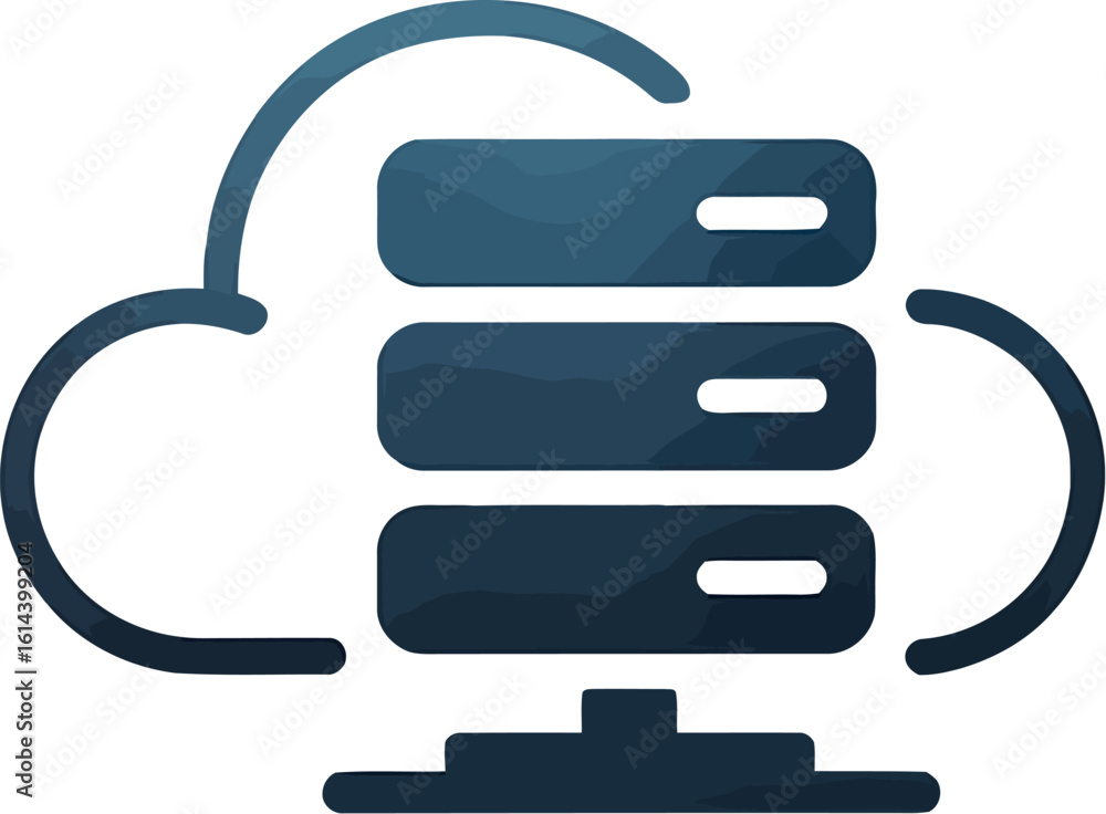 Poster a simple illustration of a cloud server icon against a plain light gray gradient background design