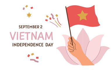 Vietnam Independence Day on 2 september with lotus card banner invitation poster