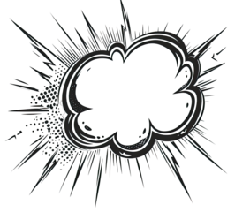 Black and white comic book style speech bubble