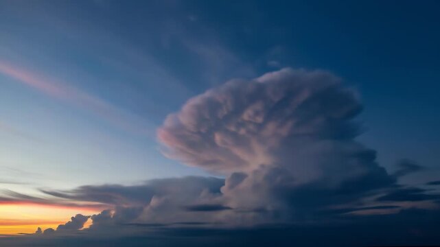 Dramatic clouds at sunset, landscape with beautiful cloudscape, sky, and majestic cumulonimbus clouds