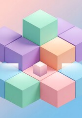 Obraz premium Pastel Geometric Cubes Interlocking in a Modern Abstract Design Arrangement fifty characters