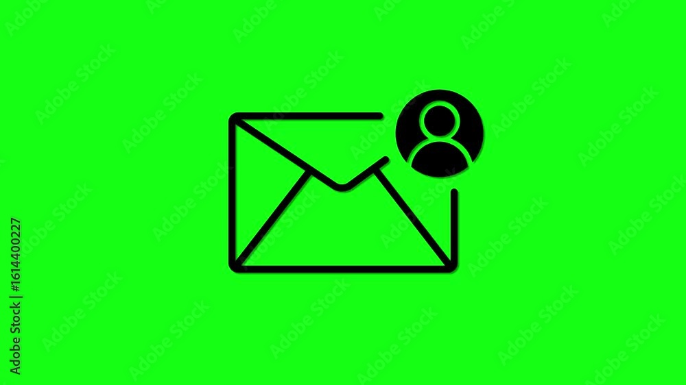 Poster email box with user profile icon isolated, message icon animation .