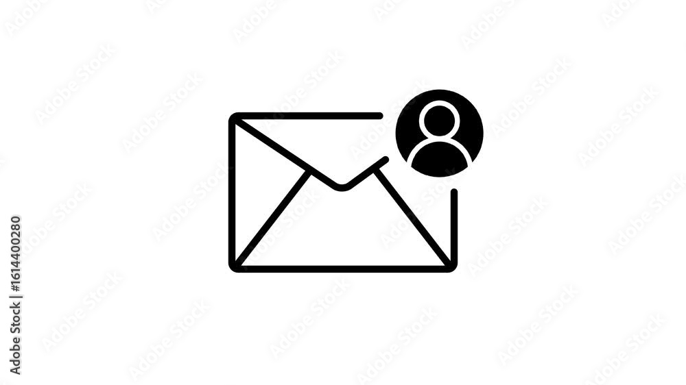 Poster email box with user profile icon isolated, message icon animation .