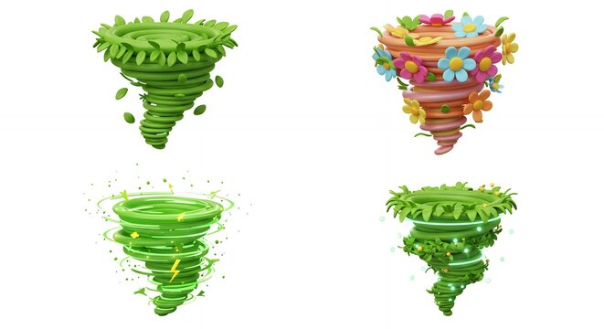 Colorful cartoon swirling vortexes