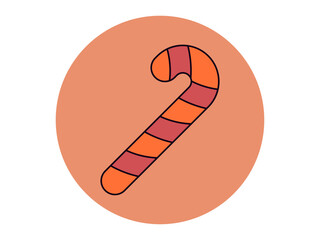Candy cane icon. Halloween colour vector design. Flat vector illustration concept.