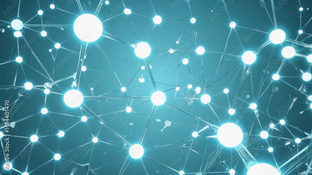 Poster a futuristic digital network shows intricate connections among glowing nodes and lines, symbolizing 