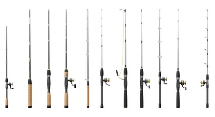 Fishing rods displayed horizontal