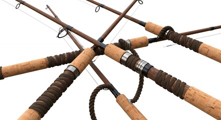 Fishing rods grouped overhead