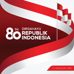 80th Happy Indonesia Independence Day Celebration Banner Background. Dirgahayu kemerdekaan Republik Indonesia means Indonesian independence day.