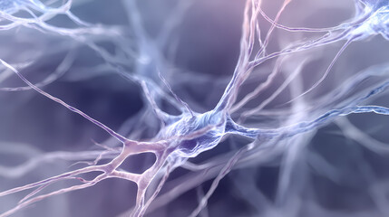 Nervous system sketch rotating in subtle gradient fog with blurred ink diffusion. Illustration