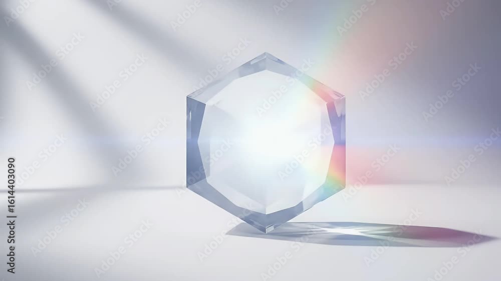 Poster transparent hexagonal prism in soft light