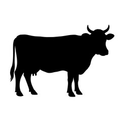 black silhouette of a cow vector style 