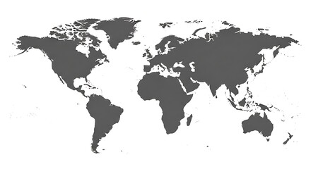 Simple grayscale world map, showing continents and countries.