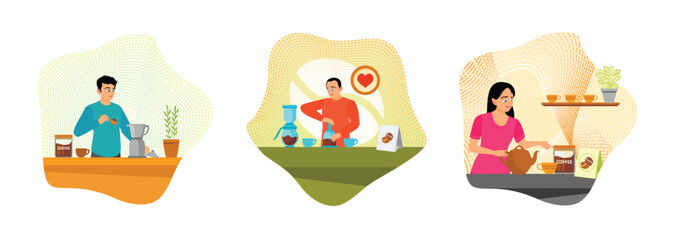 Fototapeta premium Grinding Coffee Beans. Coffee Fan. French Press. Morning coffee concept.