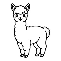 Alpaca illustration vector style coloring page