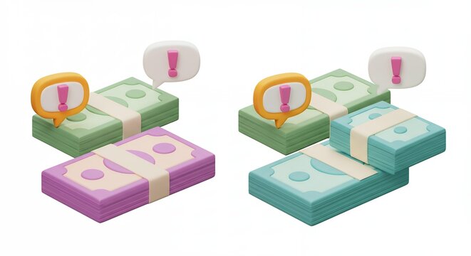 Stacks of pastel colored money illustration